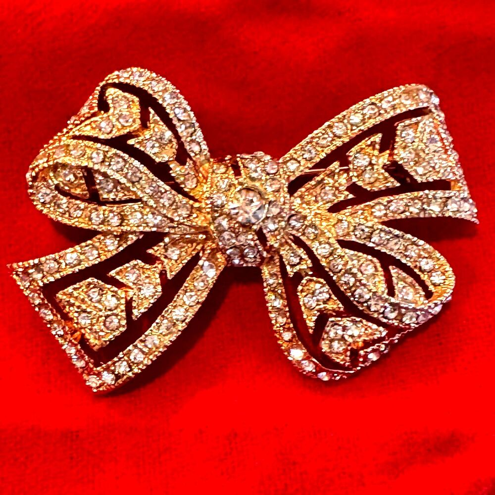 Vintage Kenneth Jay Lane Rose Gold Pink Rhinestone Brooch Pin